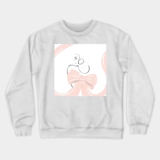 fashion pink girl illustration with bow Crewneck Sweatshirt